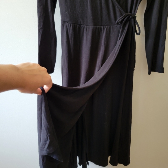 Black Jersey Midi Wrap Dress - Picture 2 of 4